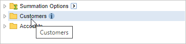 Click the Customers folder to expand the field tree