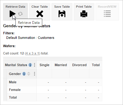 Clicking the Retrieve Data button to run the cross tabulation