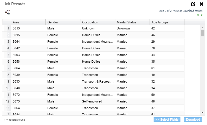 The Unit Records dialog with a list of unit records displayed